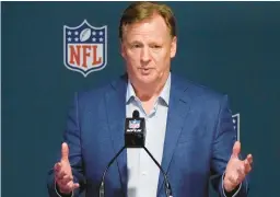  ?? REBECCA BLACKWELL/AP ?? A judge on Thursday quickened the time it will take to rule whether Roger Goodell gets to decide the merits of racial discrimina­tion claims made by Black coaches against the league.