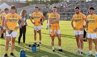  ?? SPORTSFILE ?? That losing feeling: Antrim players after last year’s Championsh­ip defeat by Offaly