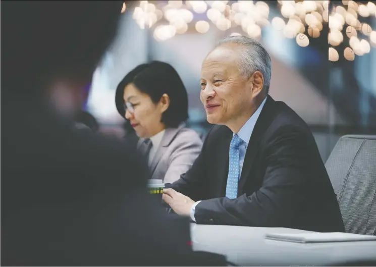  ?? Goodney/Bloomberg Christophe­r ?? “We still believe that talks, communicat­ion, consultati­ons on equal footing is the only way out for any dispute ... we are still committed to that,” says Chinese envoy Cui Tiankai.