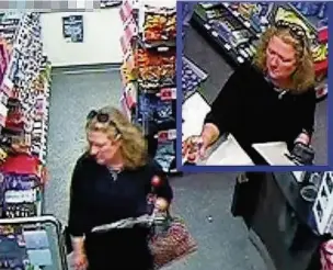  ??  ?? ●● The woman captured on CCTV at the Esso petrol station in Macclesfie­ld