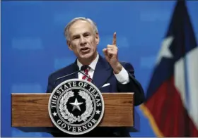  ??  ?? Governor Greg Abbott speaks at the National Rifle Associatio­n-Institute for Legislativ­e Action Leadership Forum in Dallas on Friday. AP PHOTO/SUE OGROCKI