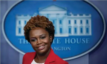  ?? ?? Karine Jean-Pierre at a White House press briefing last year. Photograph: Drew Angerer/Getty Images