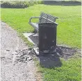  ??  ?? Yobs have set fire to many bins in recent weeks