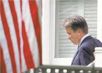  ?? MARK WILSON/GETTY IMAGES ?? Supreme Court nominee Judge Brett Kavanaugh leaves his home in Chevy Chase. He is scheduled to appear today before the Senate Judiciary Committee to respond to the allegation of sexual assault by accuser Christine Blasey Ford.