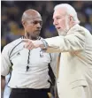  ?? THEARON W. HENDERSON, GETTY IMAGES ?? Spurs coach Gregg Popovich, right, said Warriors big man Zaza Pachulia has a history of questionab­le plays.