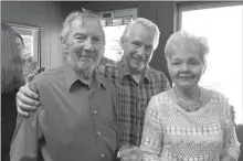  ?? Photo submitted ?? Pictured, from left, are Herald-Leader columnists Louis Houston and Gene Linzey along with Louis Houston’s wife, Leah, at her retirement party on Aug. 4, 2016. Louis Houston died on April 5, 2017.