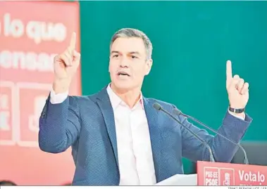  ?? IÑAKI BERASALUCE / EP ?? Pedro Sánchez durante el acto de campaña en Vitoria.