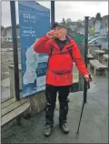  ??  ?? Walker Kenny MacNab enjoying a dram after completing a 180-mile Kintyre Way walk in aid of Parkinson’s UK in 2017.