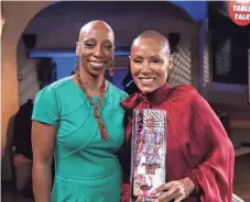  ?? PROVIDED BY JORDAN FISHER/RED TABLE TALK ?? Nichole Aldridge, left, was a guest on Jada Pinkett Smith’s “Red Table Talk,” for an episode on alopecia. Aldridge brought a bald Barbie doll.