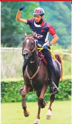  ?? WAM ?? Saeed Al Muhairi, riding 10-year-old Arabian mare Haleh, ■ exhibited a maturity beyond his age to clinch the Four-star
120km World Youth Endurance Championsh­ips yesterday.