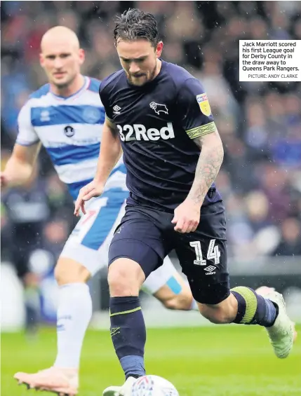  ?? PICTURE: ANDY CLARKE ?? Jack Marriott scored his first League goal for Derby County in the draw away to Queens Park Rangers.
