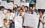  ??  ?? Resident doctors protest at the Azad Maidan demanding security after a intern was assaulted by patient’s relatives in Mumbai on Tuesday