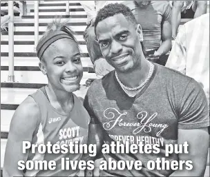  ?? AP ?? GONE TOO SOON: Why is no one protesting the shooting death of Trinity Gay (left in 2014), 15-year-old daughter of Tyson Gay (right), Phil Mushnick wonders.
