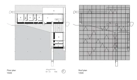  ??  ?? Floor plan key
1 Carport
2 Office
3 Utility room 4 Family room 5 Terrace 6 Kitchen/meals 7 Living room 8 Bedroom