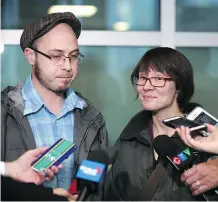  ?? LEAH HENNEL ?? Calan Lovstrom and Laine Sloan, evicted from Midfield Mobile Home Park, say they have been made homeless by the court’s decision Thursday to uphold the order. “Calgary doesn’t want us,” Lovstrom said.