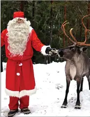  ??  ?? RED ALERT: Santa and pal at the reindeer park