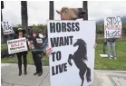  ?? MARK RALSTON AFP/GETTY IMAGES ?? Animal-rights advocates protest at the Santa Anita Racetrack on Sunday.