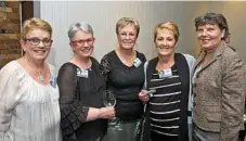  ??  ?? Celebratin­g at the reunion are (from left) Fran Osborne, Chris Paroz, Dale Sinidol, Vicki Poteri and Margaret Adams.