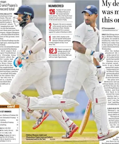 ?? REUTERS ?? Shikhar Dhawan (right) and Cheteshwar Pujara have put India in command early in the Test.