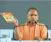  ??  ?? UP Chief Minister Yogi Adityanath addresses a press conference on completing 30 months in his office, in Lucknow, Thursday