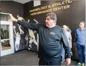  ?? MATT BATES — ENTERPRISE-RECORD FILE ?? Butte College Director of Health, Kinesiolog­y and Athletics Craig Rigsbee leads a tour through the new Kinesiolog­y and Athletic Performanc­e Center on Nov. 16, 2019, in Butte Valley. Rigsbee announced his retirement Thursday.
