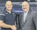  ??  ?? 0 Gregor Townsend celebrates with SRU chief Mark Dodson yesterday.