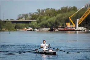  ?? — AFP ?? Gruault set off from Warsaw on May 1 in a customised rowing boat and hopes to reach Paris on June 18.