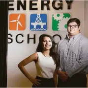  ?? Melissa Phillip / Houston Chronicle ?? Avin Pasalar, left, and Matthew Diaz, both 17, are seniors at the Energy Institute High School, an institutio­n that focuses exclusivel­y on energy.