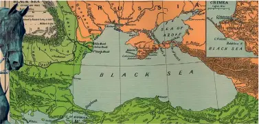  ??  ?? Mapa del mar Negro con la península de Crimea, uno de los escenarios más calientes de la política internacio­nal del siglo XIX.