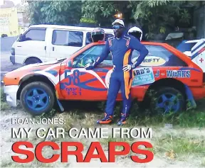  ??  ?? Jones poses in front of his 1985 Hyundai Excel, which he has been driving since 2006.