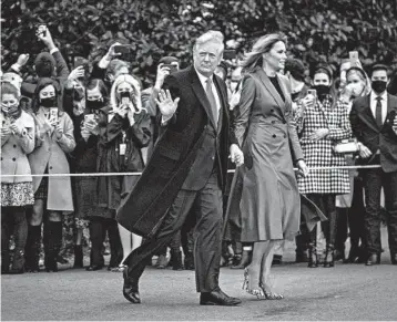  ?? PETE MAROVICH/THE NEW YORK TIMES ?? President Trump and first lady Melania Trump leave the White House for a rally Saturday in Valdosta, Georgia.