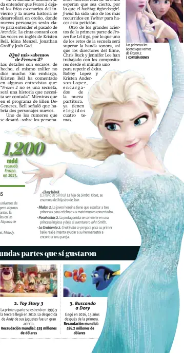  ?? | CORTESÍA DISNEY ?? Las primeras imágenes que vemos de Frozen 2.