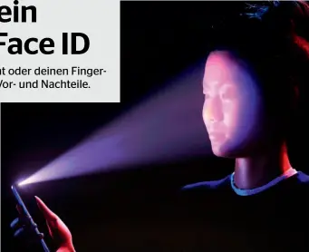  ??  ?? Face ID funktionie­rt, indem 30.000 unsichtbar­e Punkte projiziert und analysiert werden, um eine Tiefenkart­e des Gesichts zu erstellen.