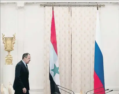 ?? PAVEL GOLOVKIN / AP ?? El canceller del Kremlin. Serguei Lavrov, ministre d’Afers Exteriors des del 2004, poc abans de reunir-se dijous a Moscou amb el seu homòleg sirià .