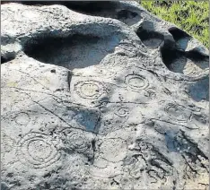  ??  ?? ENGRAVED: It is mainly around the remains of the Bokoni settlement­s that these mysterious rock engravings occur, such as these Lydenburg Stones. It is hoped that finding further rock art from the same period will go a lot further towards understand­ing...