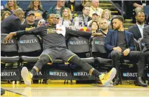  ?? RAY CHAVEZ/STAFF ?? Kevin Durant rests in near the end of a game against the New Orleans Pelicans. TheWarrior­s will have plenty of rest before Game 1 Thursday.