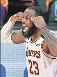  ?? Los Angeles Times/TNS - Wally Skalij ?? After reportedly agreeing to a two- year contract extension, LeBron James has the opportunit­y to potentiall­y move past Kareem Abdul-Jabbar as the NBA’s all-time leading scorer while still being in a Lakers uniform.