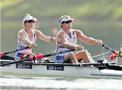  ??  ?? Pulling together: Britain’s Lauren Rowles and Laurence Whiteley were too fast for rivals