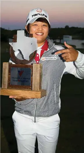  ?? AFP PIC ?? Haru Nomura with the trophy after winning the LPGA Texas Shootout at Las Colinas Country Club on Sunday.