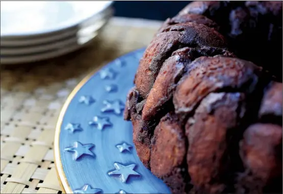  ?? Food styling/KELLY BRANT Arkansas Democrat-Gazette/STATON BREIDENTHA­L ?? Death by Chocolate Monkey Bread combines refrigerat­ed biscuits, cocoa powder, sugar and chocolate chips for a sweet, sticky, chocolatey treat.