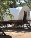  ?? Yosemite Pines Resort ?? “Glamping” meets the pioneer life at Yosemite Pines Resort in Groveland, Calif., which has six Conestoga wagons people can stay in. The wagons are air-conditione­d and roomier than the ones pioneers traveled in.