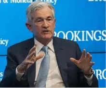  ?? AP PHOTO/NATHAN HOWARD PHOTO ?? FEDERAL Reserve Chair Jerome Powell speaks at the Hutchins Center on Fiscal and Monetary Policy at the Brookings Institute on Wednesday, Nov▪ 30, 2022, in Washington▪