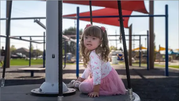  ??  ?? Skylar Stratton gets a preview of the new All Abilities Park in Spanish Fork.