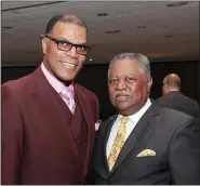  ?? PHOTO COURTESY OF FACEBOOK ?? Urban League of Detroit and Southeaste­rn
Michigan President and CEO N. Charles Anderson (right) attends a previous fundraiser with Randy Henry, producer for WDIV Local 4 and professor at Lawrence Technologi­cal University.