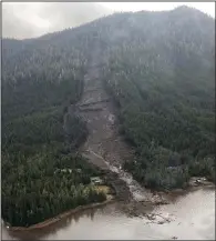  ?? (AP/Sunrise Aviation) ?? Damage is shown from the landslide that occurred near Wrangell, Alaska, on Tuesday.