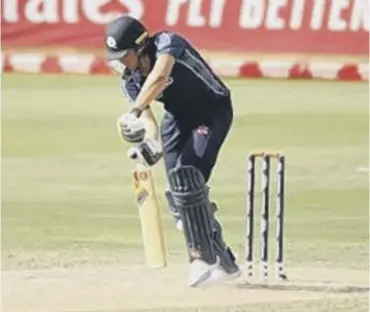  ??  ?? 0 Scotland batsman Calum Macleod made just one run before falling to a controvers­ial lbw verdict.