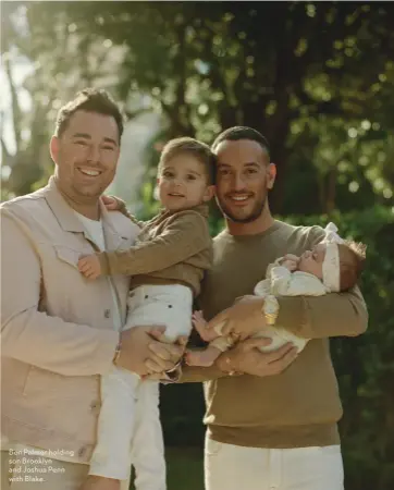  ??  ?? Ben Palmer holding son Brooklyn and Joshua Penn with Blake.