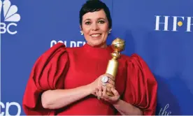  ?? Photograph: Frederic J Brown/AFP/Getty Images ?? Olivia Colman with her Golden Globe, for The Crown, at the 2020 ceremony.