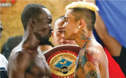  ?? SUNSTAR FOTO / ALEX BADAYOS ?? EXPECT A SHOW. Albert Pagara says he will make sure his hometown of Maasin will enjoy tonight’s fight with Laryea Odoi, promising no less than an exhilarati­ng knockout of the visitng Odoi.