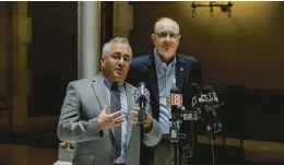  ?? DOUGLAS HOOK/HARTFORD COURANT ?? Rep. Vincent Candelora, left, and Sen. Kevin Kelly, the General Assembly’s Republican leaders, submitted petitions Monday to the secretary of the state’s office calling for a special session to increase home heating oil assistance for low-income residents.